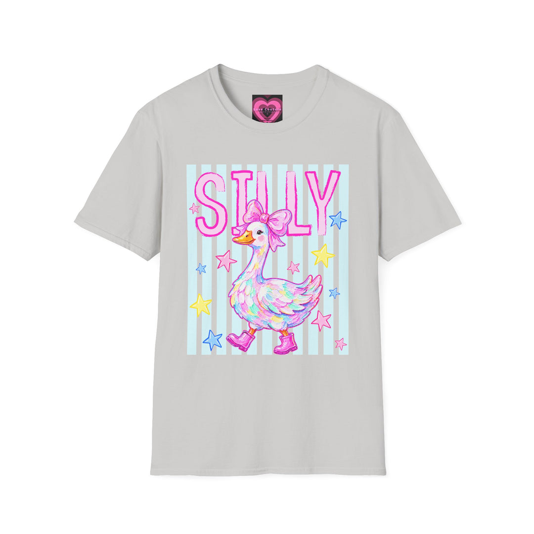Silly Duck Graphic T-Shirt Pastel Cute Bird Tee with Bow Back To School