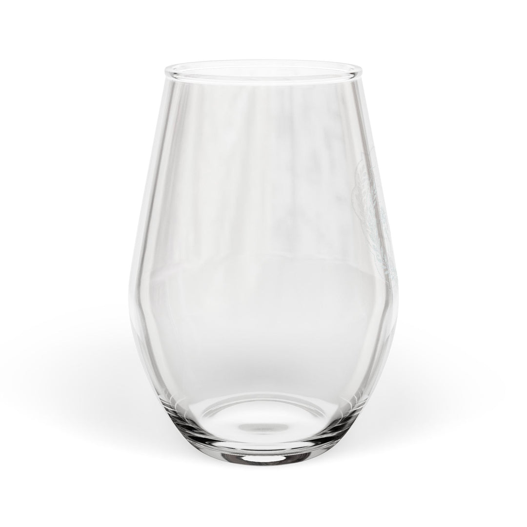 Villa Lago di Como Engraved Stemless Wine Glass 11.5oz Wreath Design