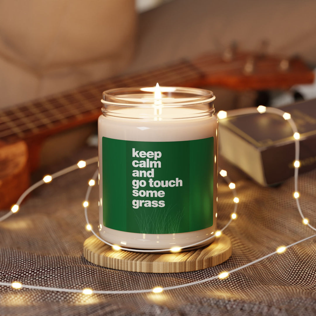 Scented Soy Candle, 9oz Keep Calm & Touch Some Grass 9 Scents Cinnamon Vanilla, Coconut, Lavender, Apple, Pine, Unscented