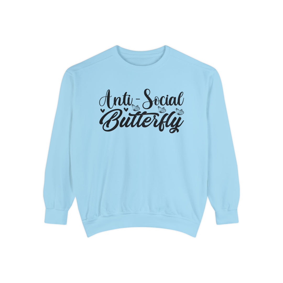 Anti-Social Butterfly Oversized Unisex Garment-Dyed Sweatshirt