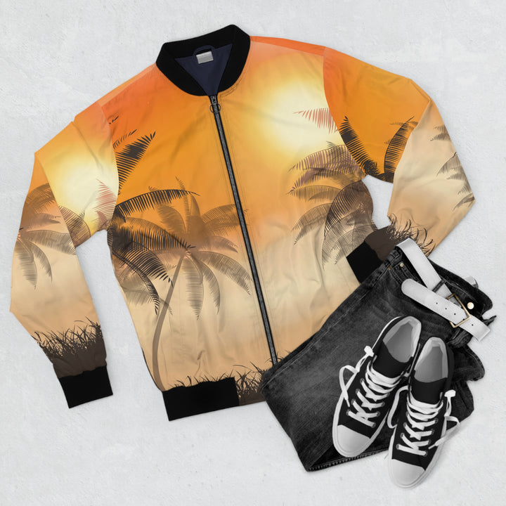 Palm Tree Surfer Men's Bomber Jacket — Tropical Surf Bomber