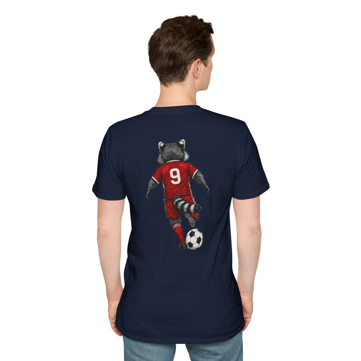 Raccoon Soccer Player T‑Shirt Cute Animal Jersey with Number 9 Unisex