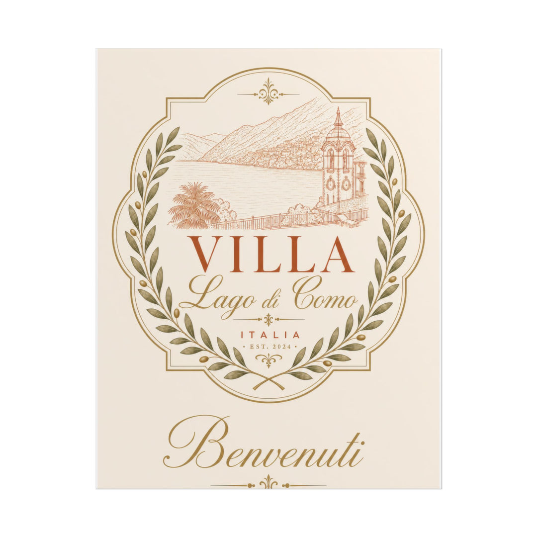 Villa Lago di Como Benvenuti Rolled Poster Vintage Italian Travel Art Print