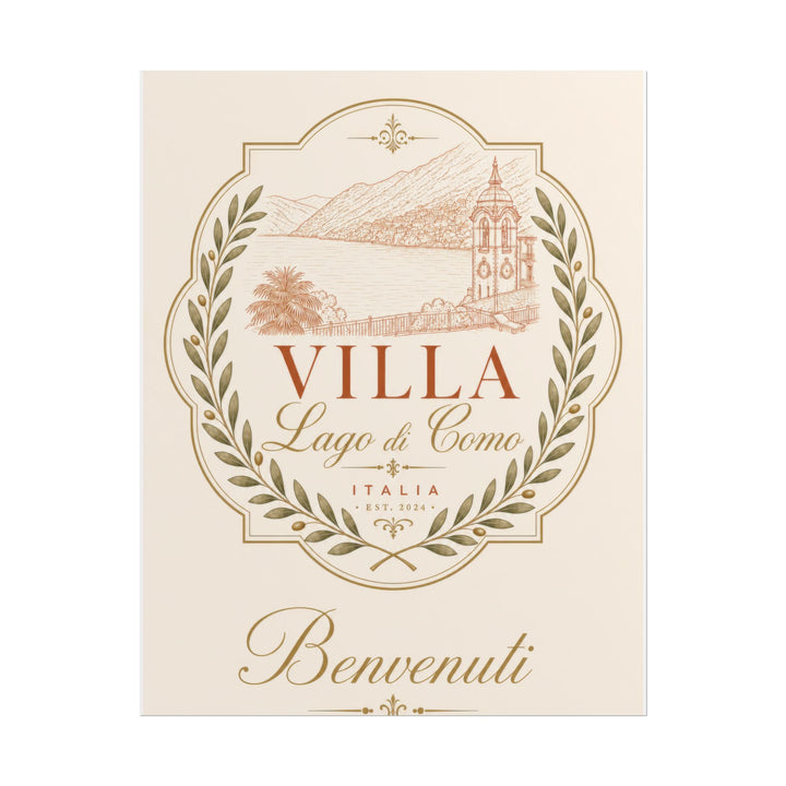 Villa Lago di Como Benvenuti Rolled Poster Vintage Italian Travel Art Print