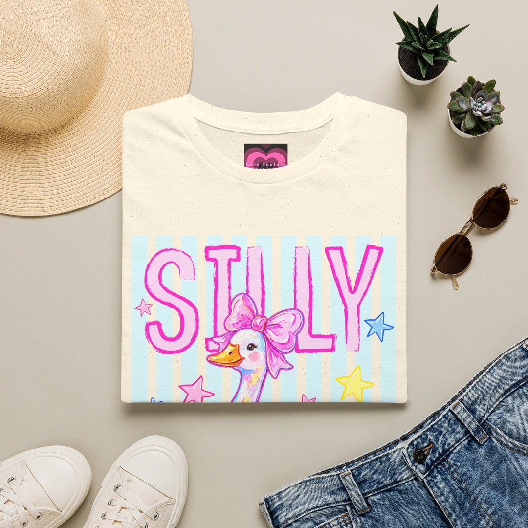 Silly Duck Graphic T-Shirt Pastel Cute Bird Tee with Bow Back To School
