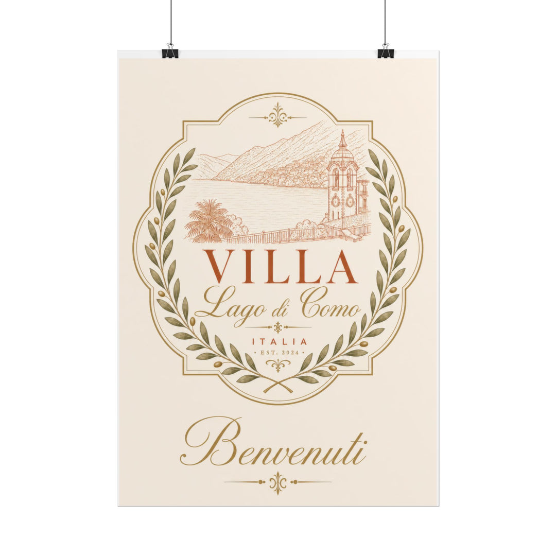 Villa Lago di Como Benvenuti Rolled Poster Vintage Italian Travel Art Print