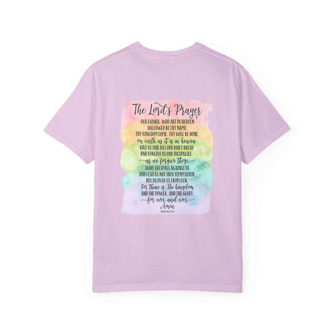 Christian Prayer TShirt The Lord's Prayer Watercolor Rainbow Design Our Father