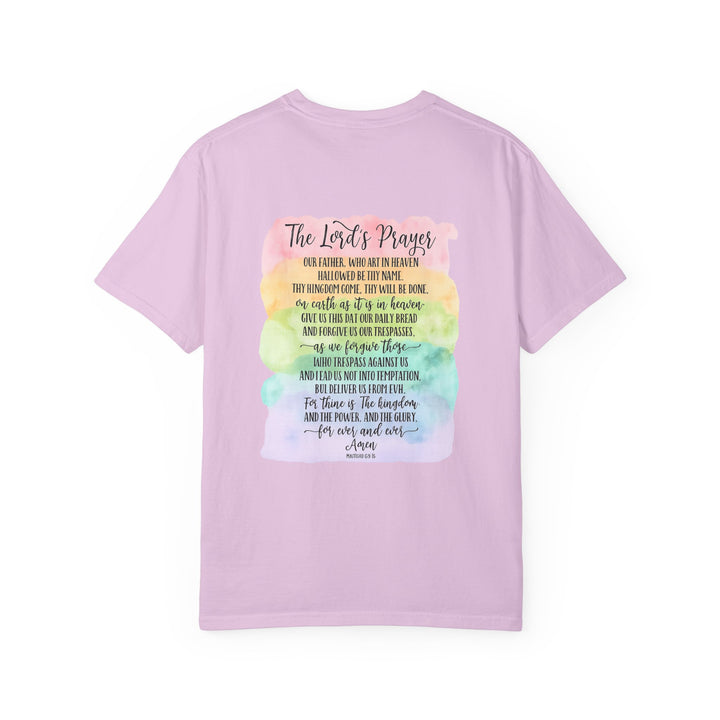 Christian Prayer TShirt The Lord's Prayer Watercolor Rainbow Design Our Father