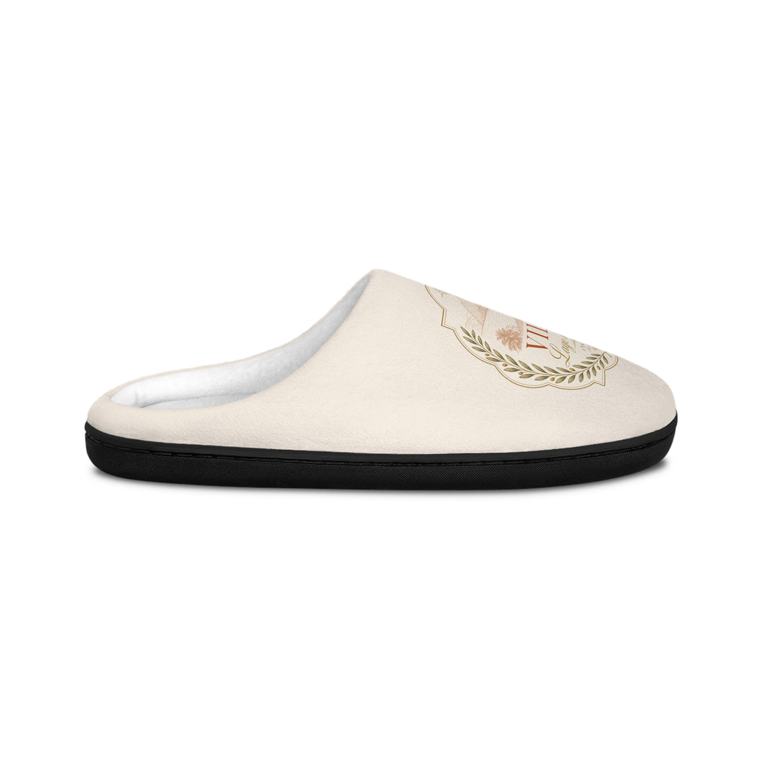 Villa Lago di Como Emblem Women's Indoor Slippers Cozy Cream Logo Mules
