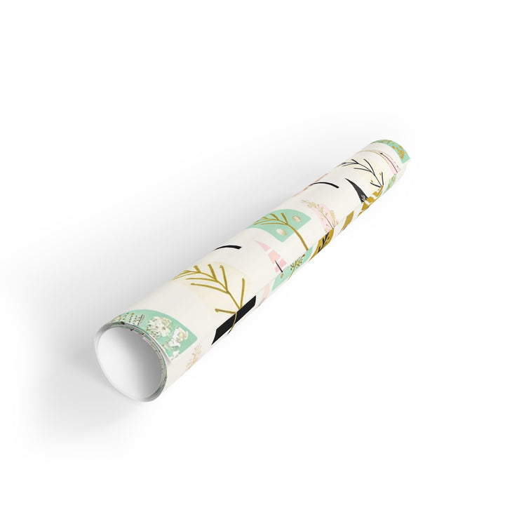 Retro Christmas Trees Gift Wrapping Paper Roll, Eco-friendly Gift Wrap, Holiday Gift Wrap, Christmas