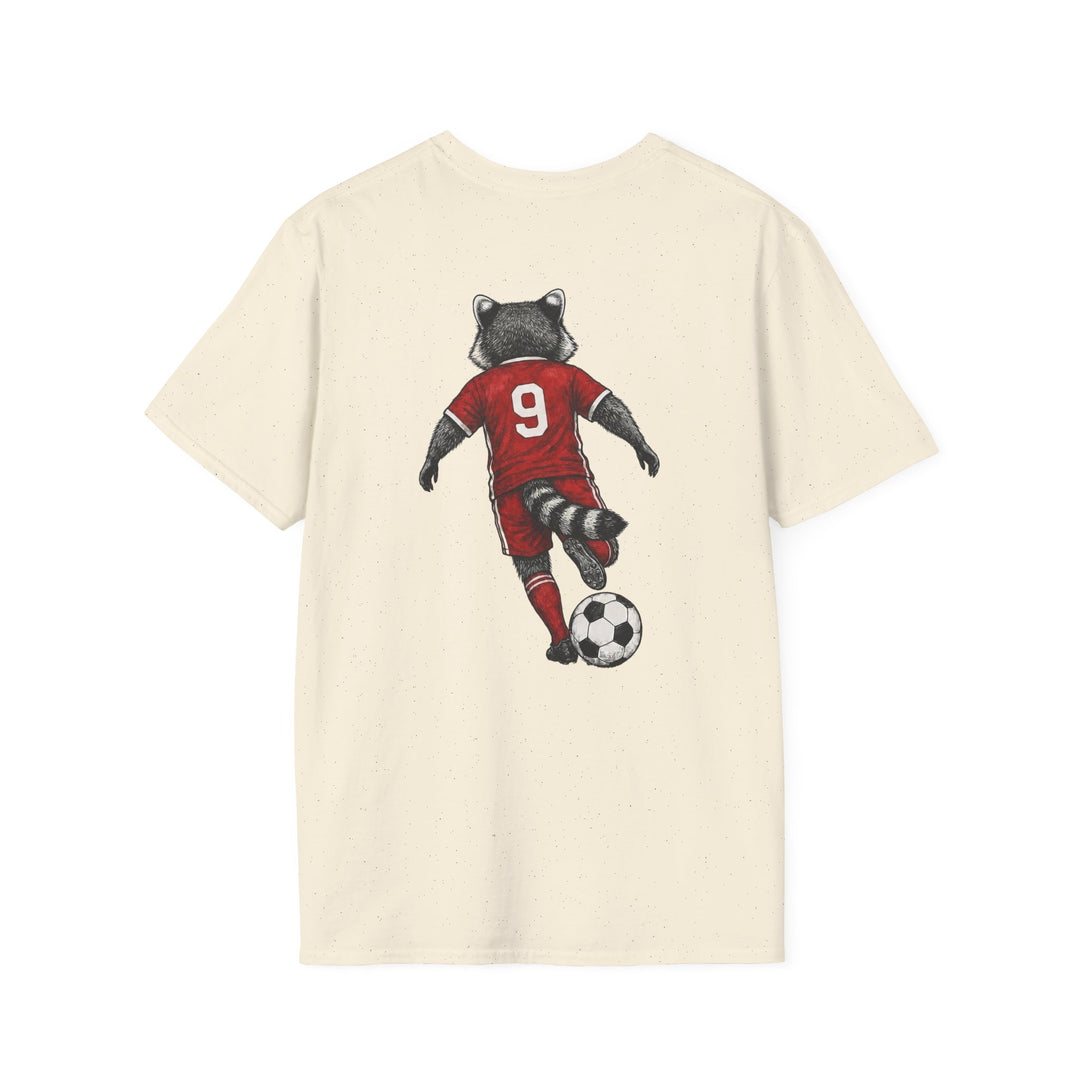 Raccoon Soccer Player T‑Shirt Cute Animal Jersey with Number 9 Unisex