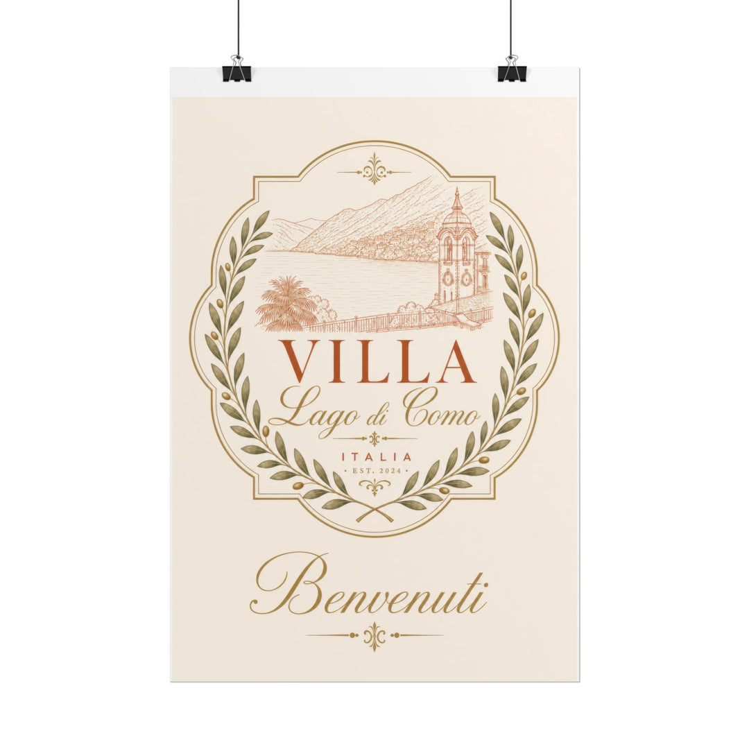Villa Lago di Como Benvenuti Rolled Poster Vintage Italian Travel Art Print
