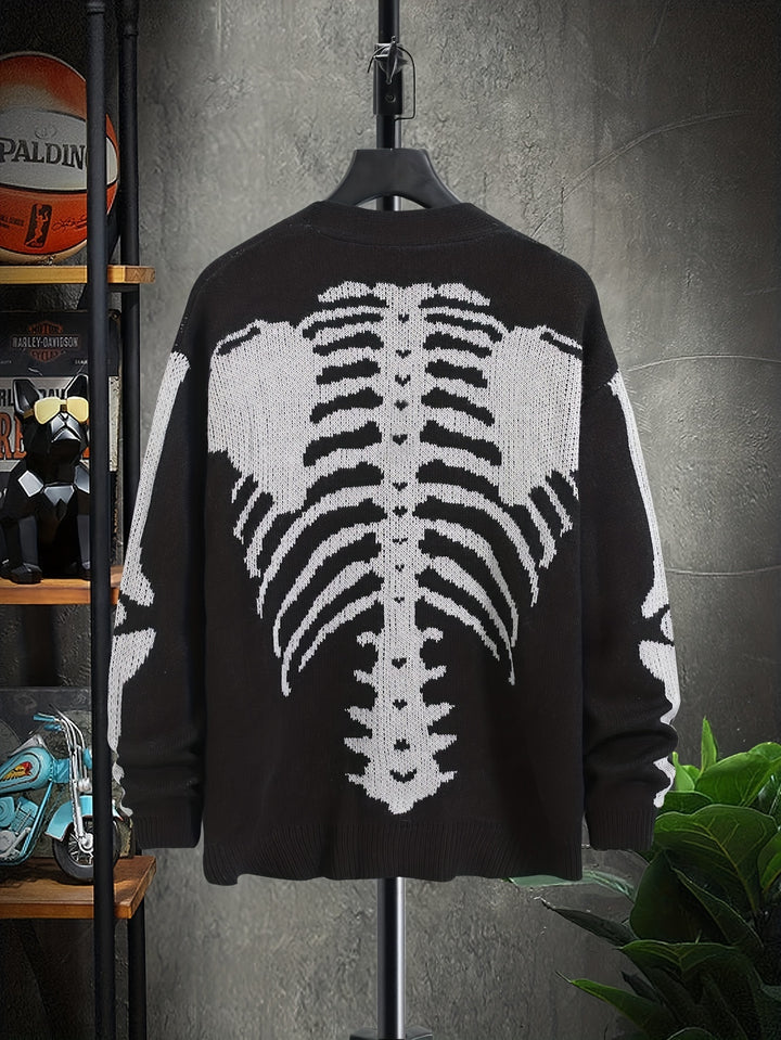 Skeleton Print Long Sleeve Cardigan