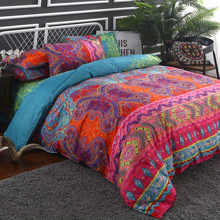 Boho Duvet Cover Set With Matching Pillowcase, Modern Bedding Set Bohemian Chic Bedroom Set