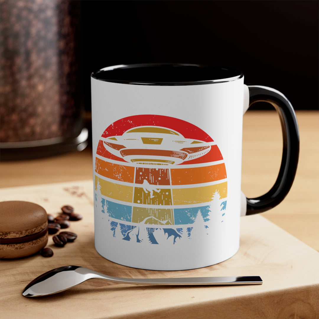 Sasquatch Bigfoot Abducted By Aliens Accent Coffee Mug, 11oz