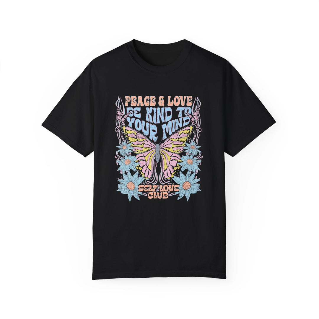 Boho Floral TShirt Peace & Love Butterfly Comfort Colors® T-Shirt Flowers Tee