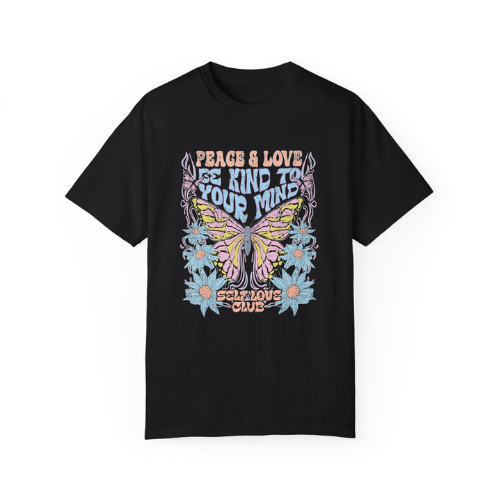 Boho Floral TShirt Peace & Love Butterfly Comfort Colors® T-Shirt Flowers Tee