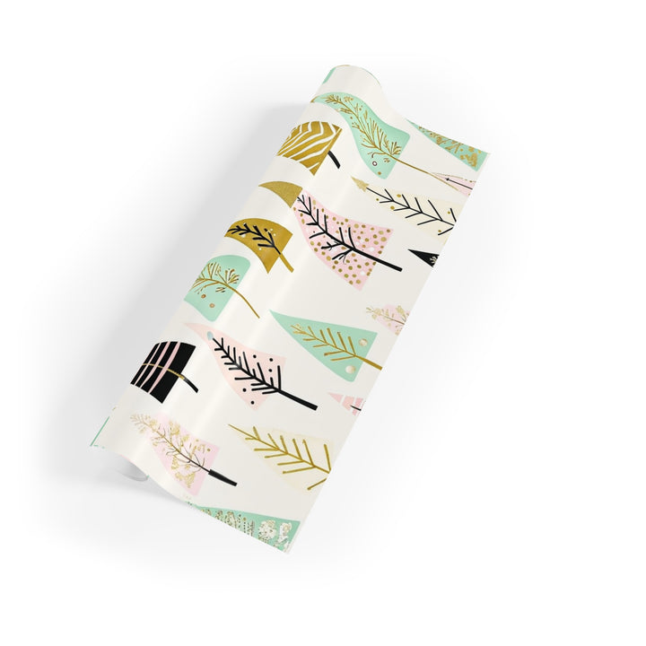 Retro Christmas Trees Gift Wrapping Paper Roll, Eco-friendly Gift Wrap, Holiday Gift Wrap, Christmas