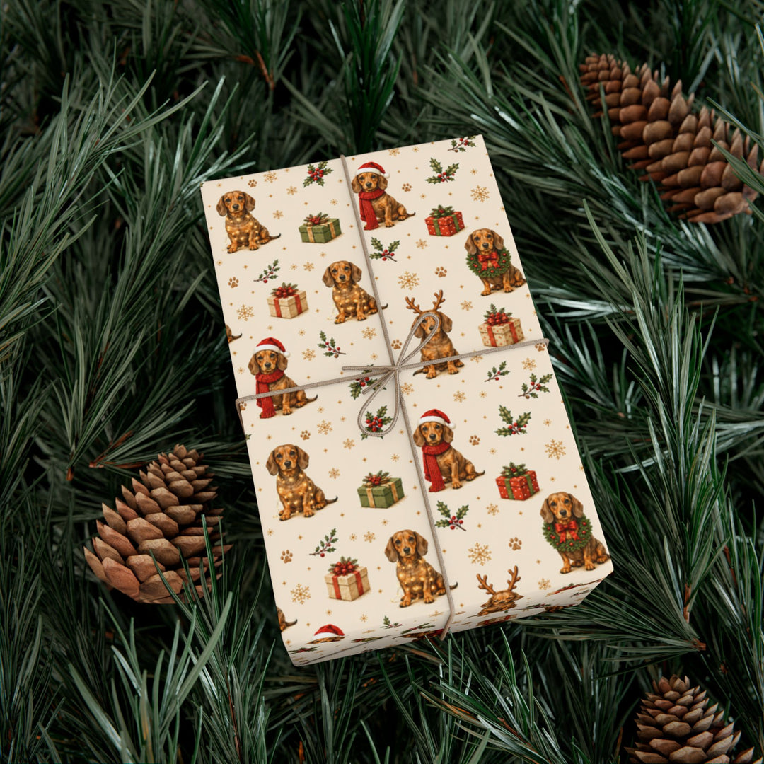 Dachshund Christmas Gift Wrap | Wiener Dog Wrapping Paper | Doxie Holiday Gift Wrap | Dachshund Mom Christmas Gift