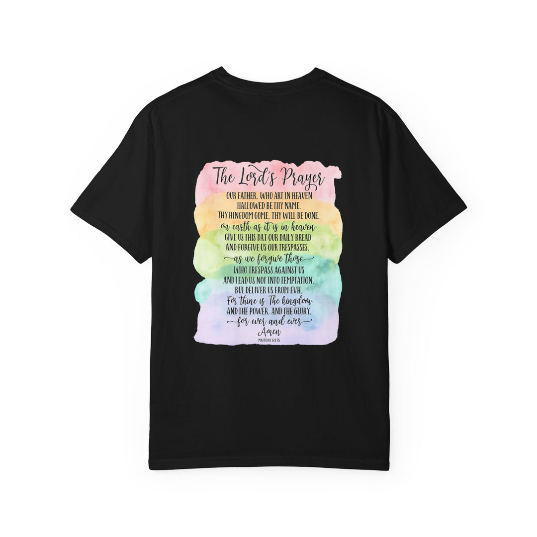 Christian Prayer TShirt The Lord's Prayer Watercolor Rainbow Design Our Father