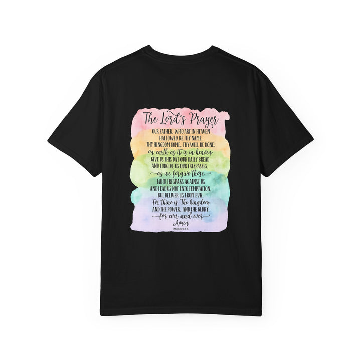 Christian Prayer TShirt The Lord's Prayer Watercolor Rainbow Design Our Father