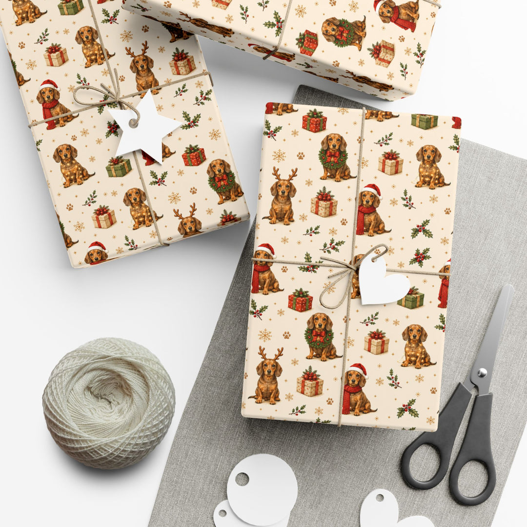 Dachshund Christmas Gift Wrap | Wiener Dog Wrapping Paper | Doxie Holiday Gift Wrap | Dachshund Mom Christmas Gift