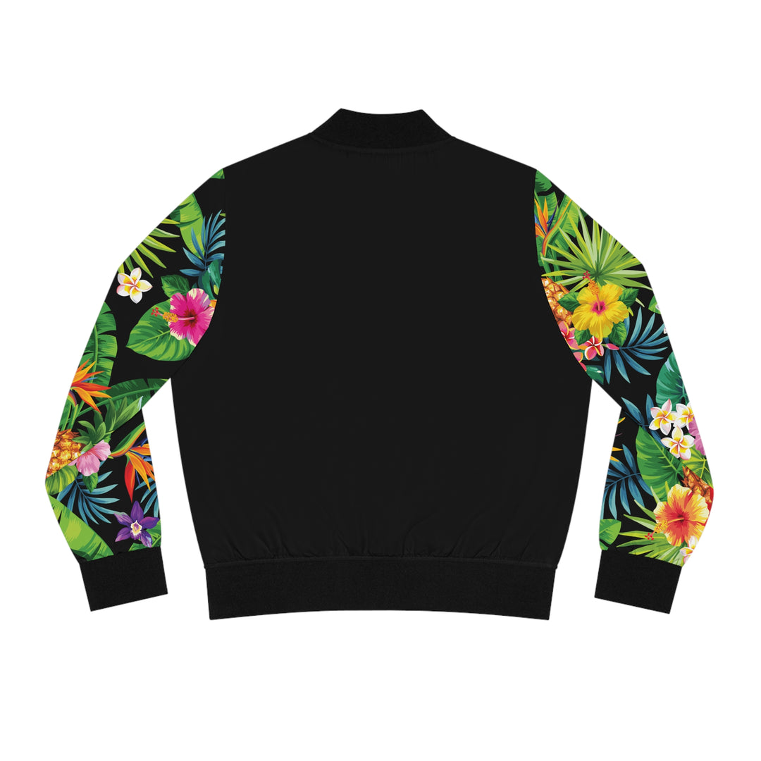 Tropical Print Bomber Jacket Women's Tropical Floral Bomber