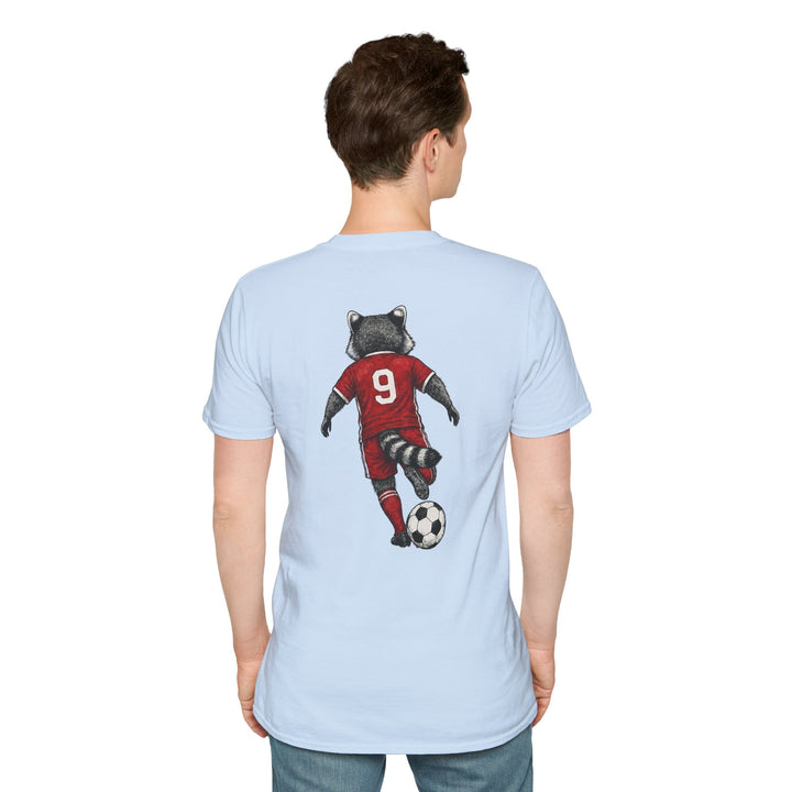 Raccoon Soccer Player T‑Shirt Cute Animal Jersey with Number 9 Unisex