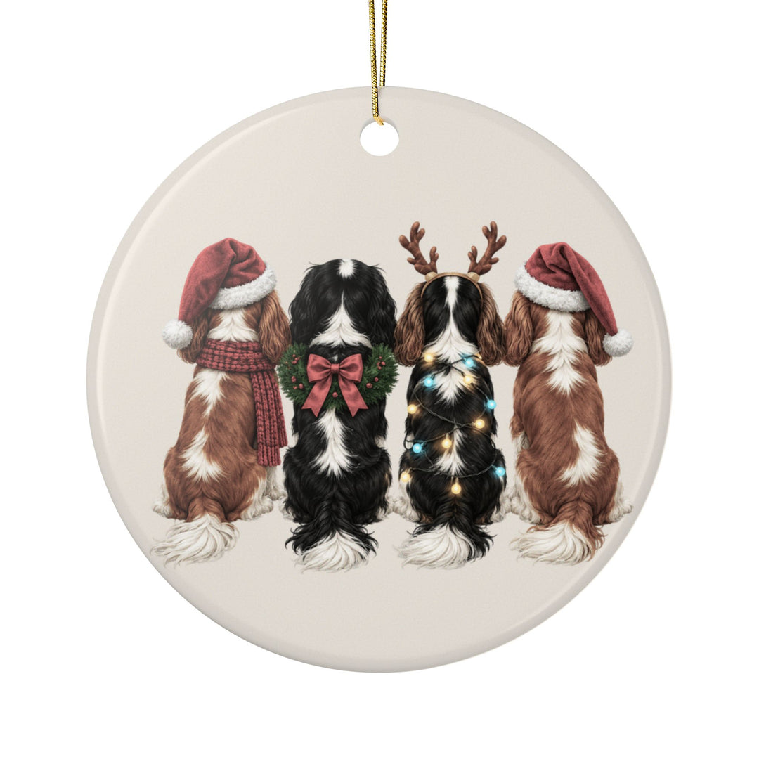 Cavalier King Charles Christmas Ornament | Dog Mom Ornament | Cavalier Christmas Decor | Merry Paws Collection™Holiday Dog Ceramic Ornament (Two-Sided)