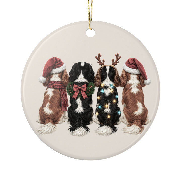 Cavalier King Charles Christmas Ornament | Dog Mom Ornament | Cavalier Christmas Decor | Merry Paws Collection™Holiday Dog Ceramic Ornament (Two-Sided)