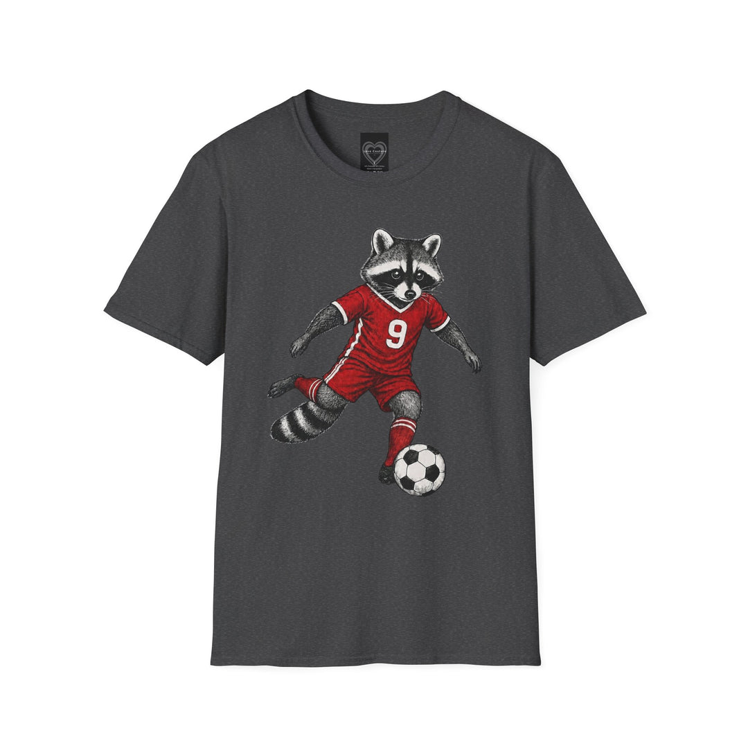 Raccoon Soccer Player T‑Shirt Cute Animal Jersey with Number 9 Unisex