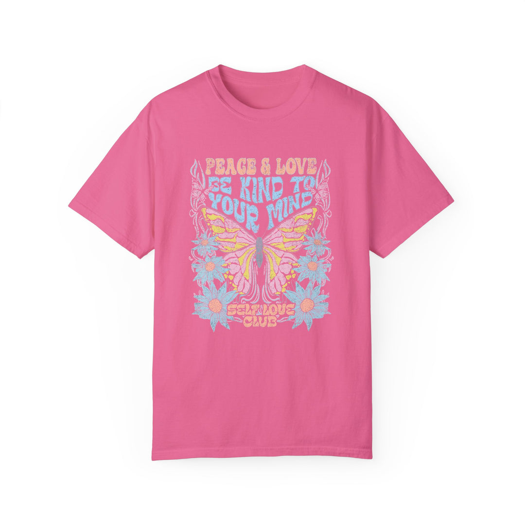 Boho Floral TShirt Peace & Love Butterfly Comfort Colors® T-Shirt Flowers Tee