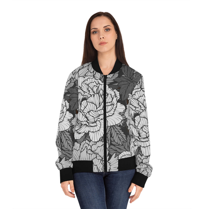 Peonies Women's Bomber Jacket Floral