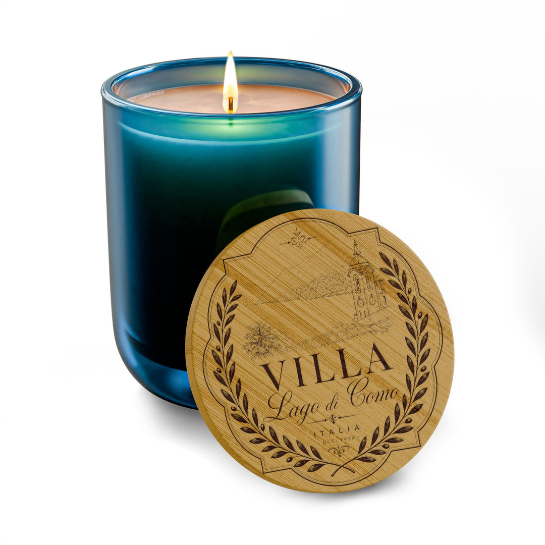Engraved 14oz Soy Candle Villa Bamboo Lid Lake Como Inspired
