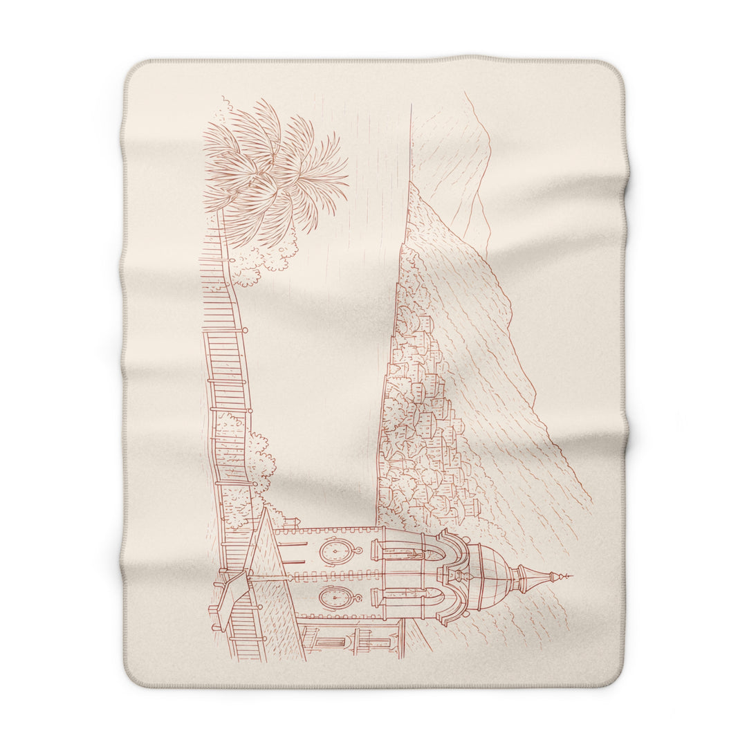 Villa Lago di Como Sherpa Fleece Blanket Cozy Line Art Throw