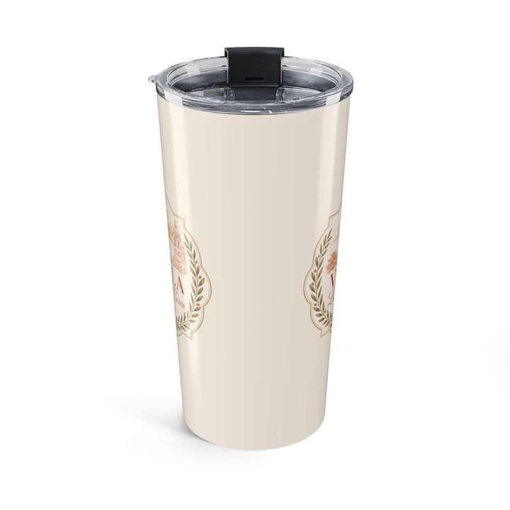 Villa Lago di Como 20oz Tumbler Cream Travel Cup with Rose Wreath Design