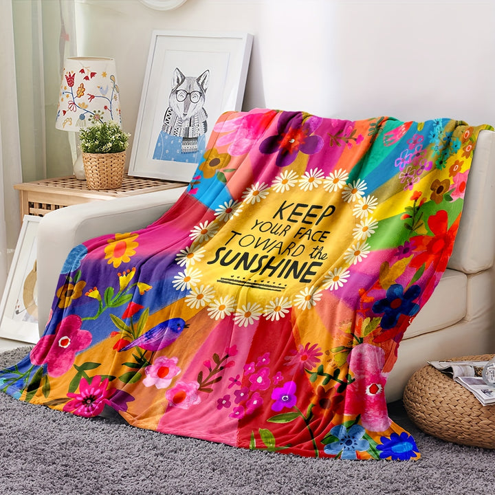1pc Color Hand-painted Flannel Blanket Soft Casual Warm Blanket Multi-purpose Office Cover Blanket Outdoor Camping Travel Blanket