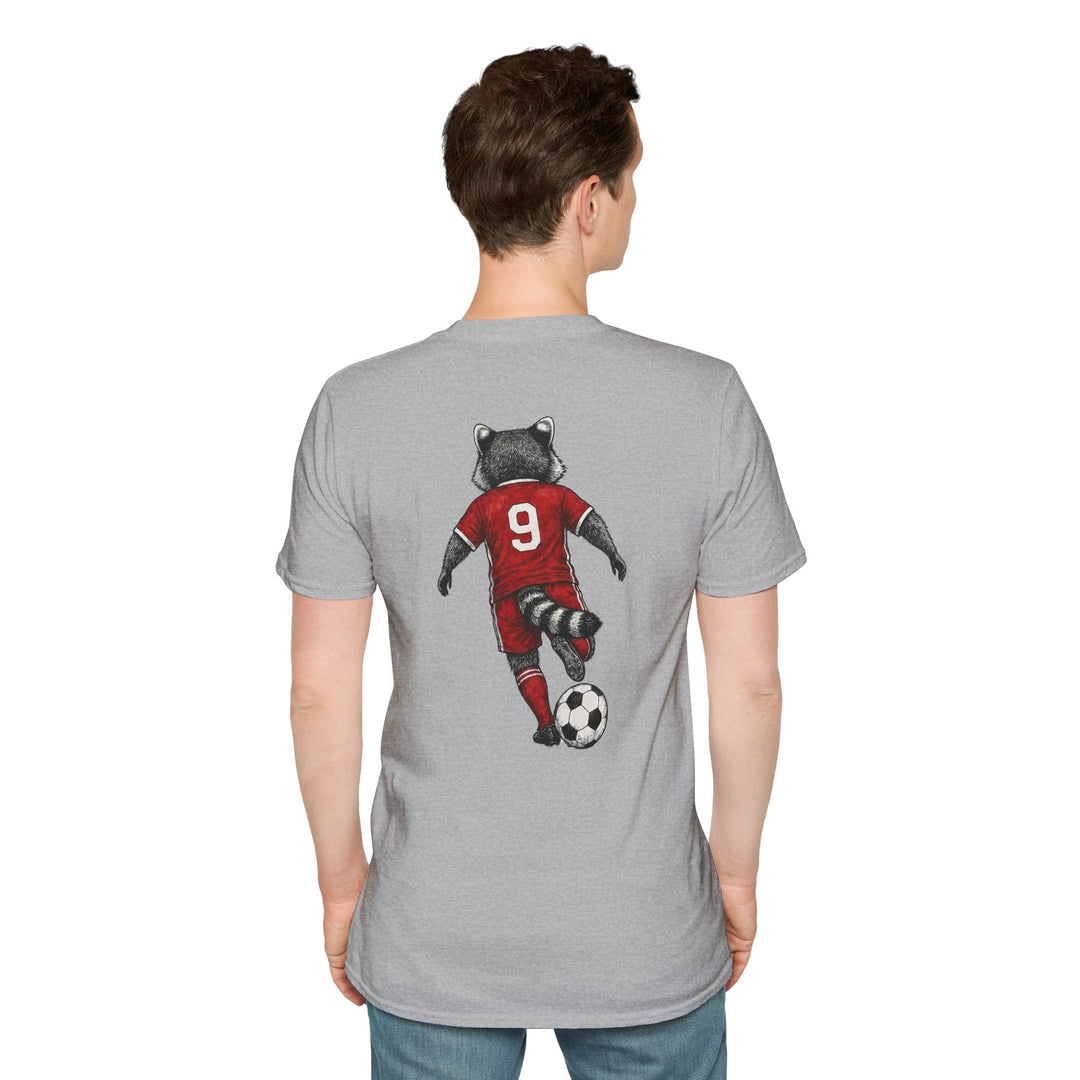 Raccoon Soccer Player T‑Shirt Cute Animal Jersey with Number 9 Unisex