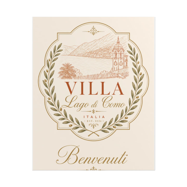 Villa Lago di Como Benvenuti Rolled Poster Vintage Italian Travel Art Print