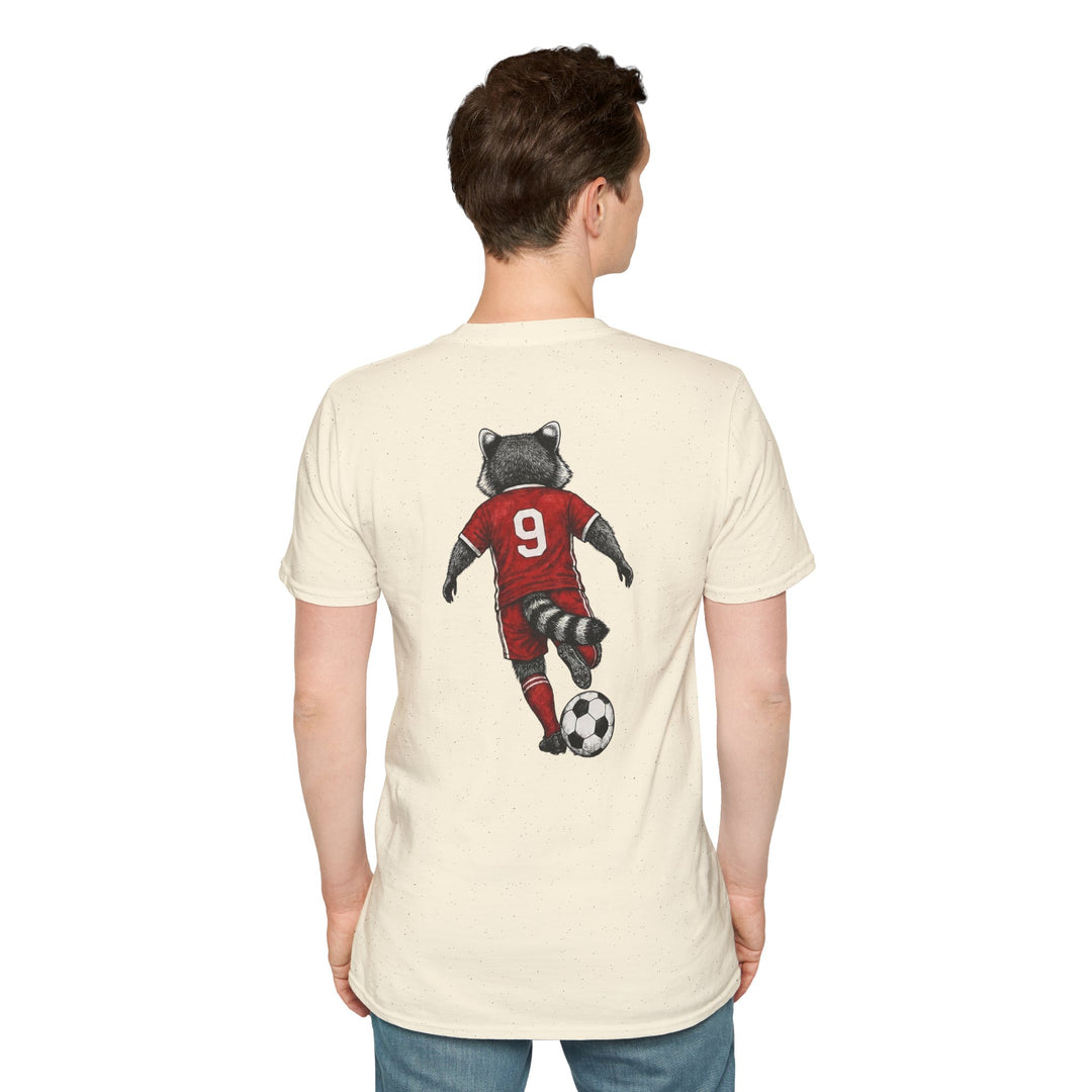 Raccoon Soccer Player T‑Shirt Cute Animal Jersey with Number 9 Unisex