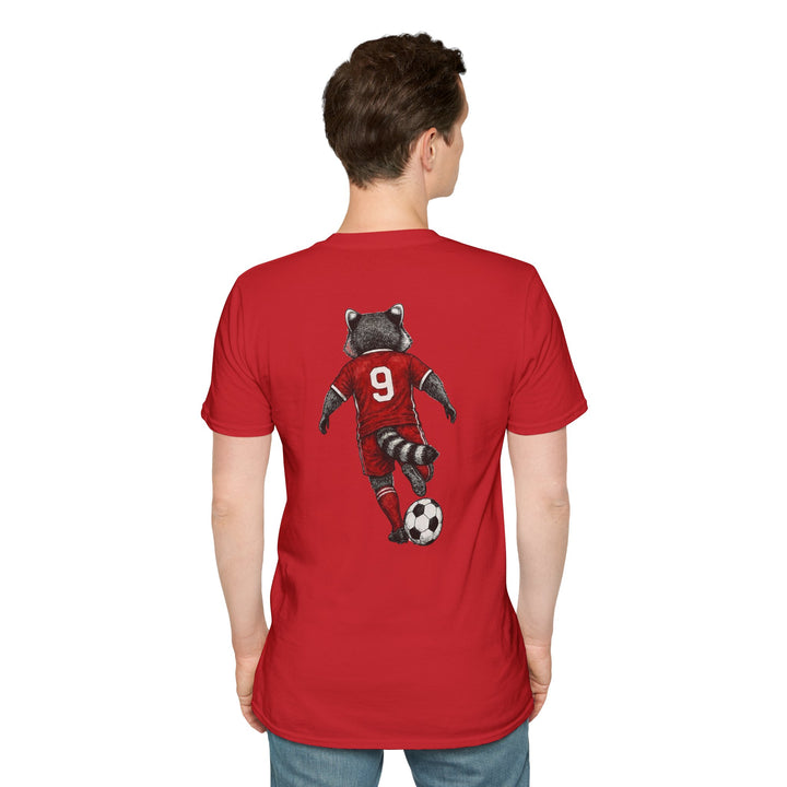 Raccoon Soccer Player T‑Shirt Cute Animal Jersey with Number 9 Unisex