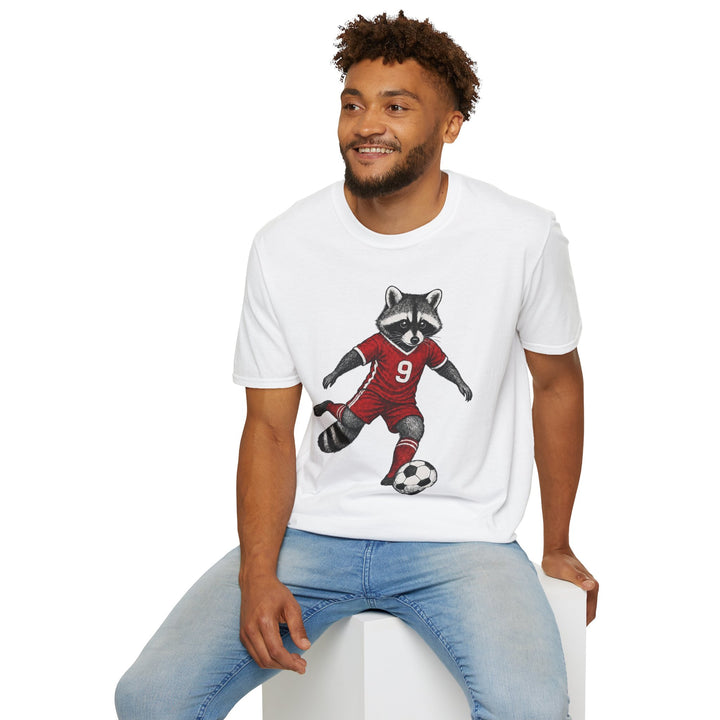 Raccoon Soccer Player T‑Shirt Cute Animal Jersey with Number 9 Unisex