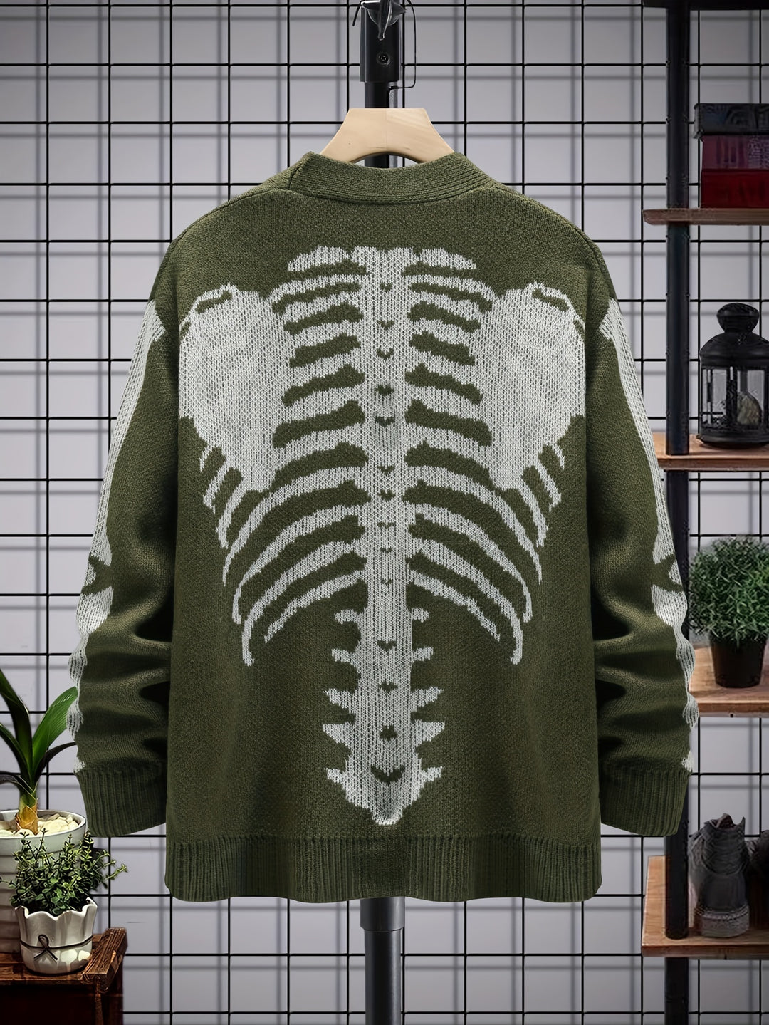 Skeleton Print Long Sleeve Cardigan