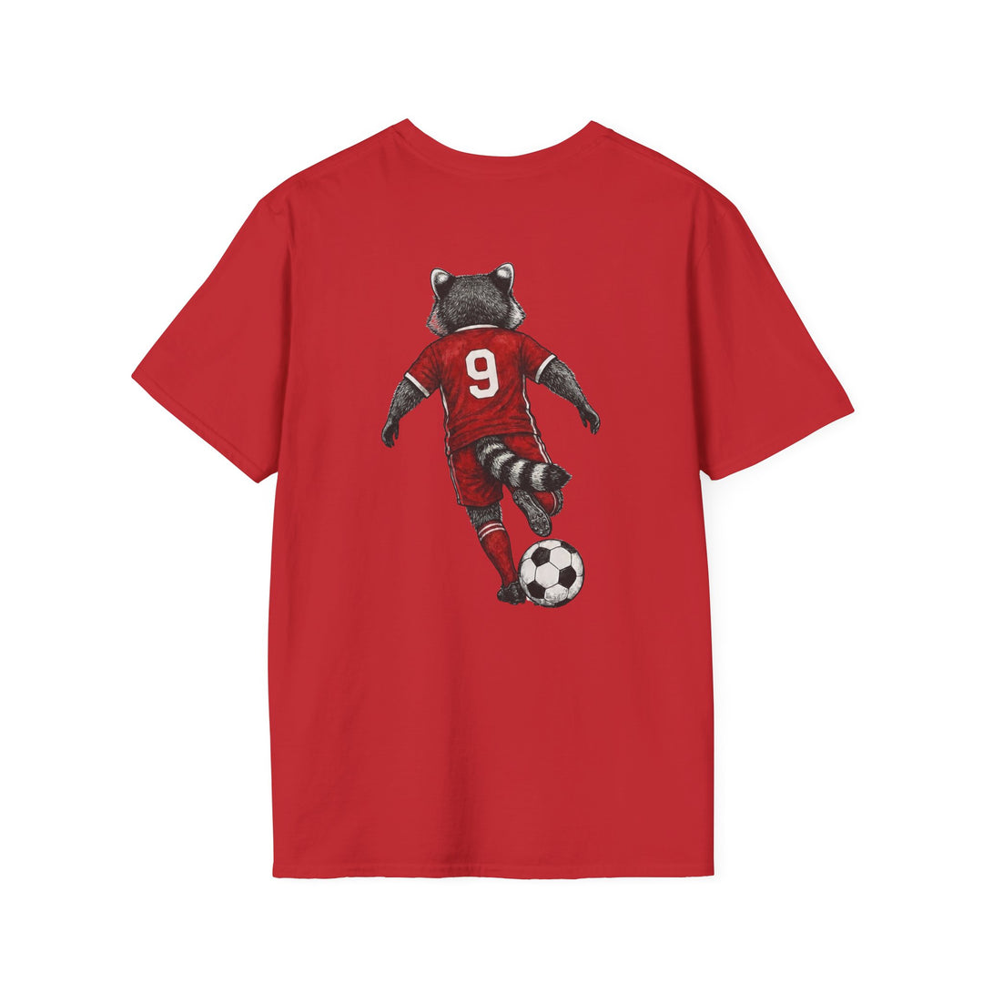 Raccoon Soccer Player T‑Shirt Cute Animal Jersey with Number 9 Unisex