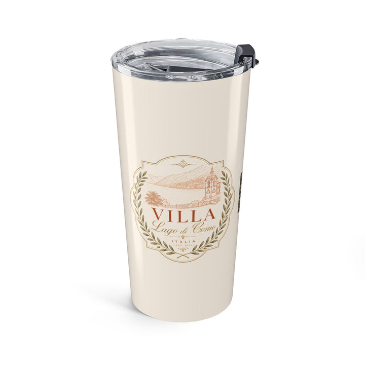 Villa Lago di Como 20oz Tumbler Cream Travel Cup with Rose Wreath Design