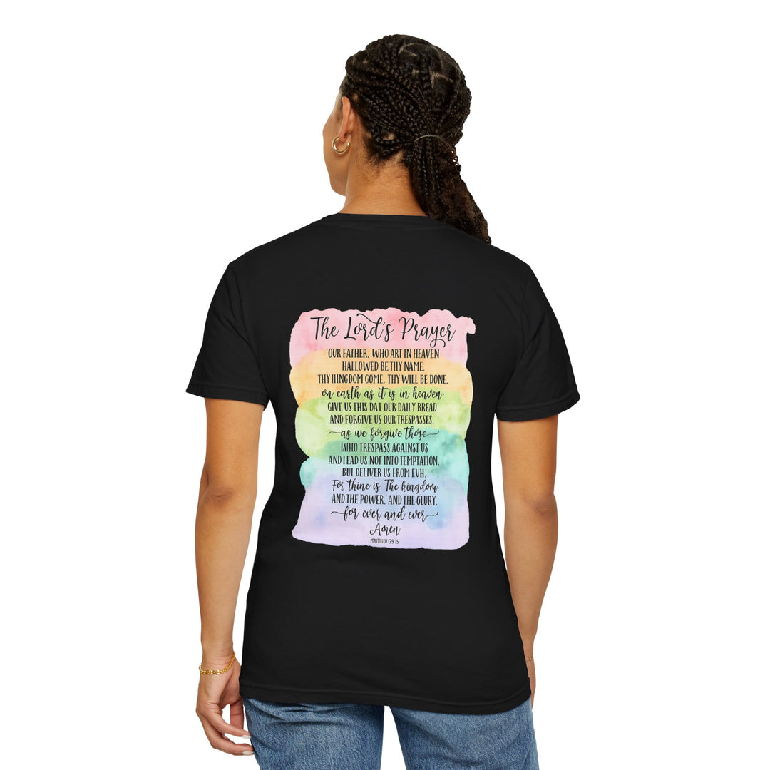 Christian Prayer TShirt The Lord's Prayer Watercolor Rainbow Design Our Father