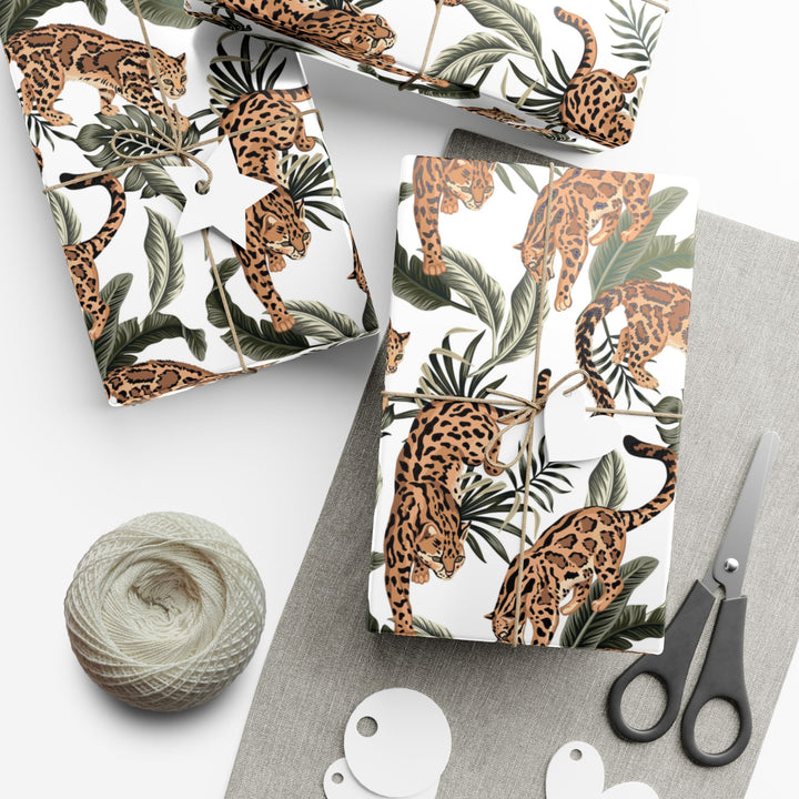 Leopard Botanical Gift Wrap Paper Stylish Trendy Wrapping for Special Occasions Christmas Wrapping Paper