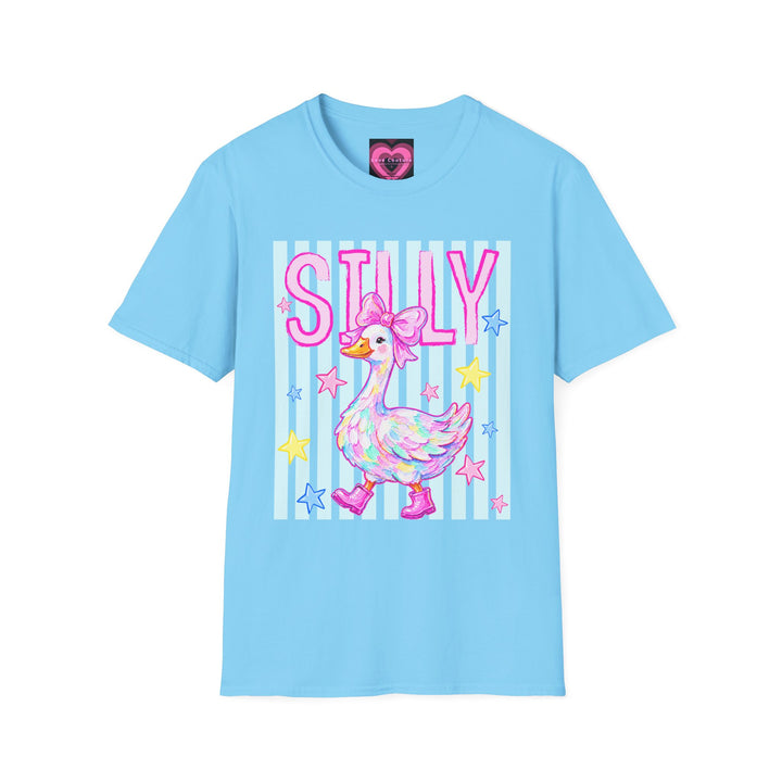 Silly Duck Graphic T-Shirt Pastel Cute Bird Tee with Bow Back To School