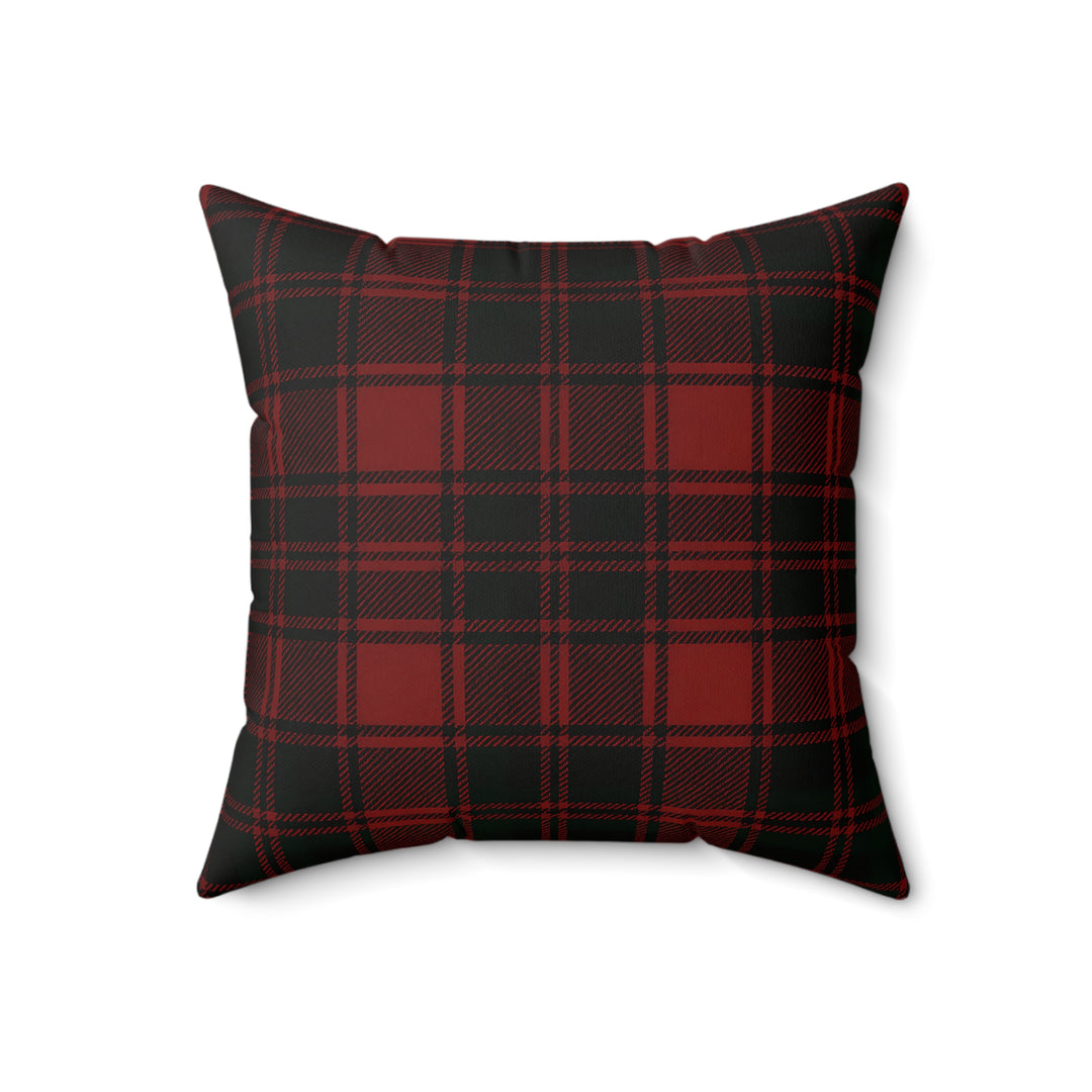 Black Red Tartan Plaid Pillow, Cozy Cabin Faux Suede Throw Pillow