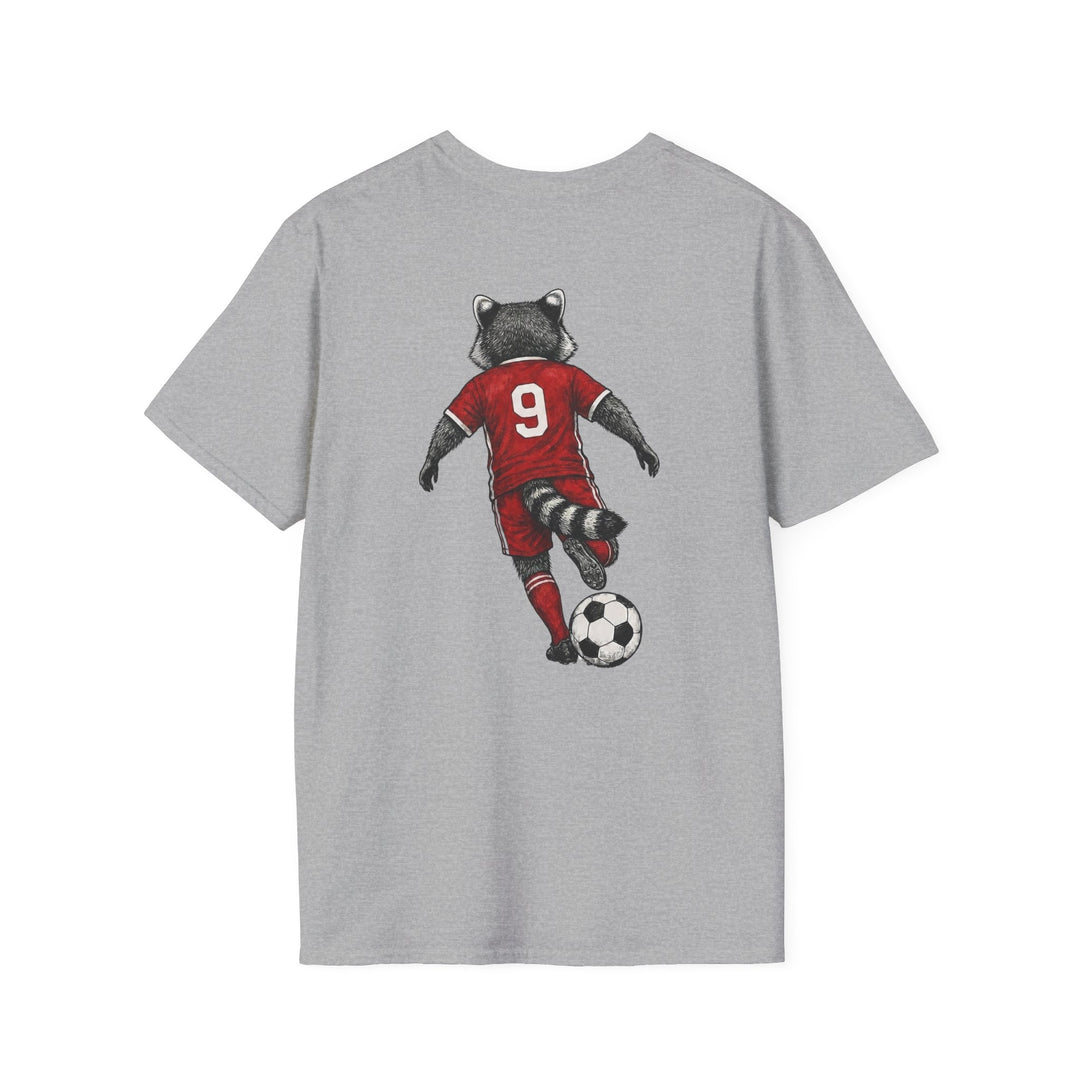 Raccoon Soccer Player T‑Shirt Cute Animal Jersey with Number 9 Unisex